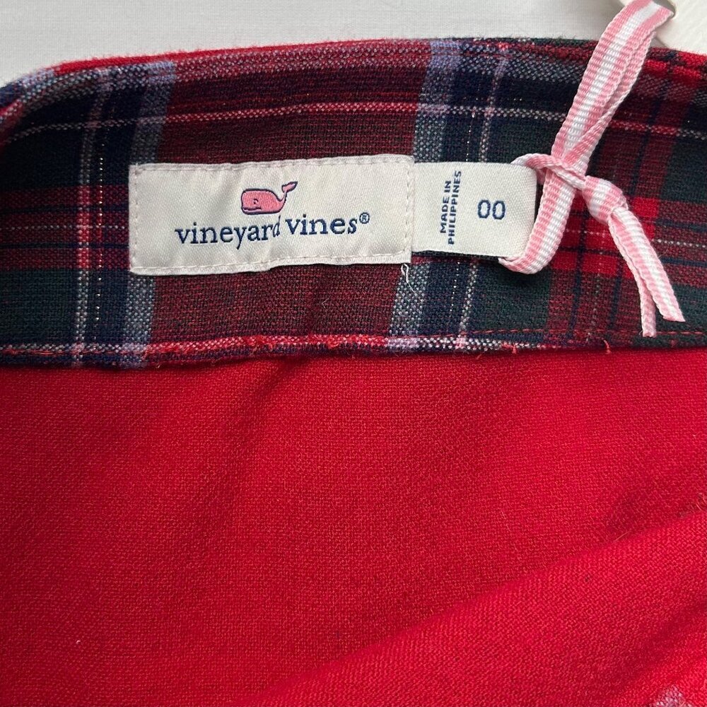 Vineyard Vines Nantucket Lurex Tartan Red Ruffle Skirt NWT Size 00 - Picture 3 of 15